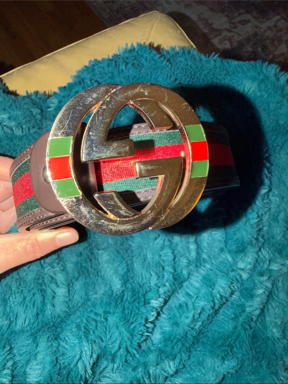 Green & Red GG Stripe unisex Belt 36”